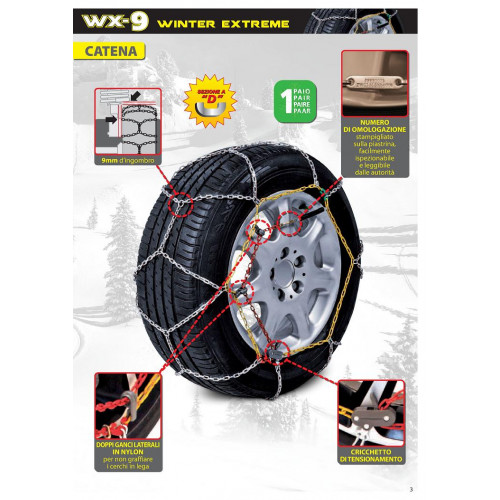 Catene da Neve OMOLOGATE maglia 9mm - 175/65 R14